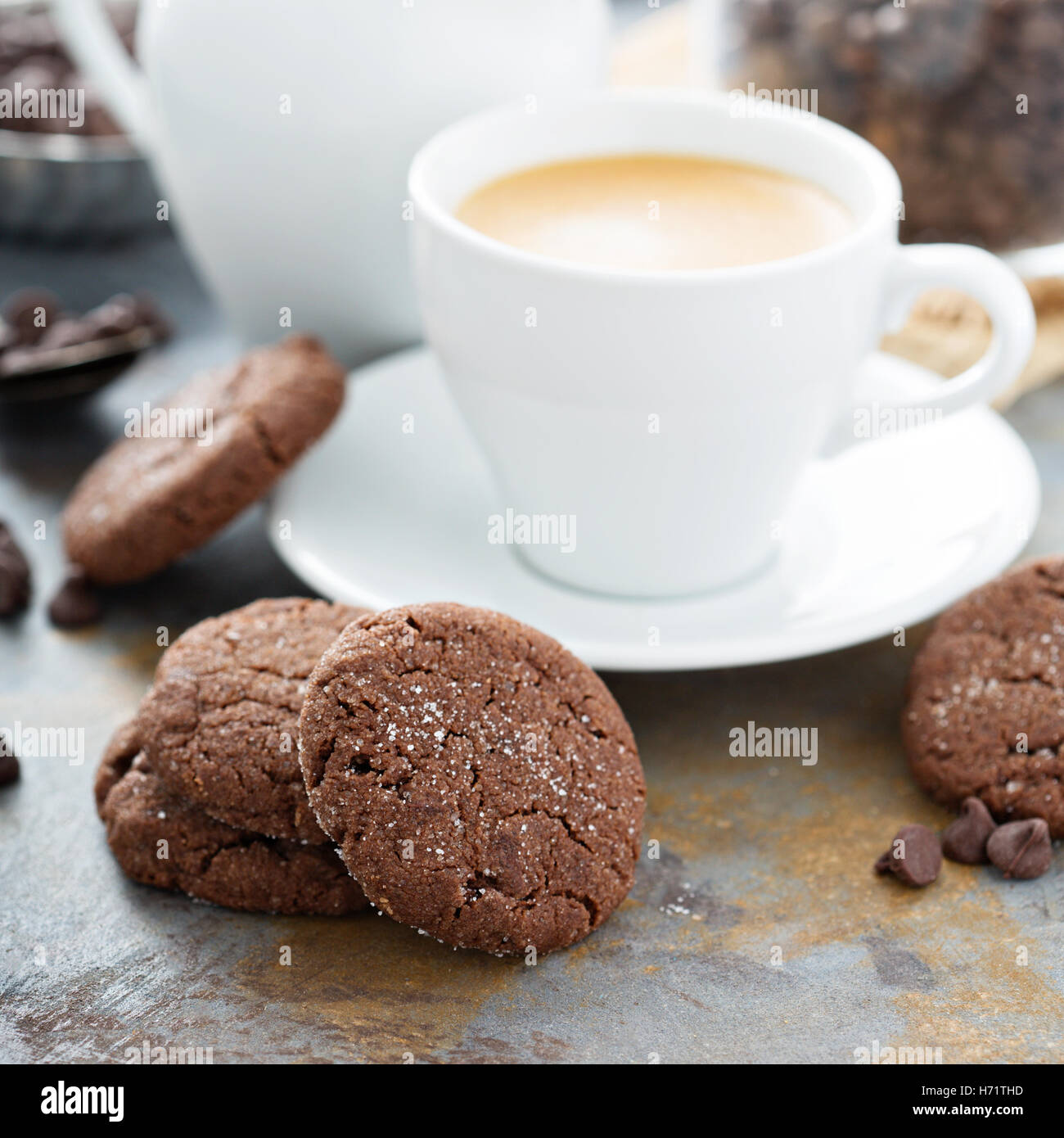 Chocolate cookies with sugar coating Stock Photo