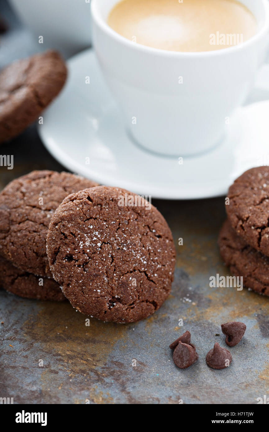 Chocolate cookies with sugar coating Stock Photo