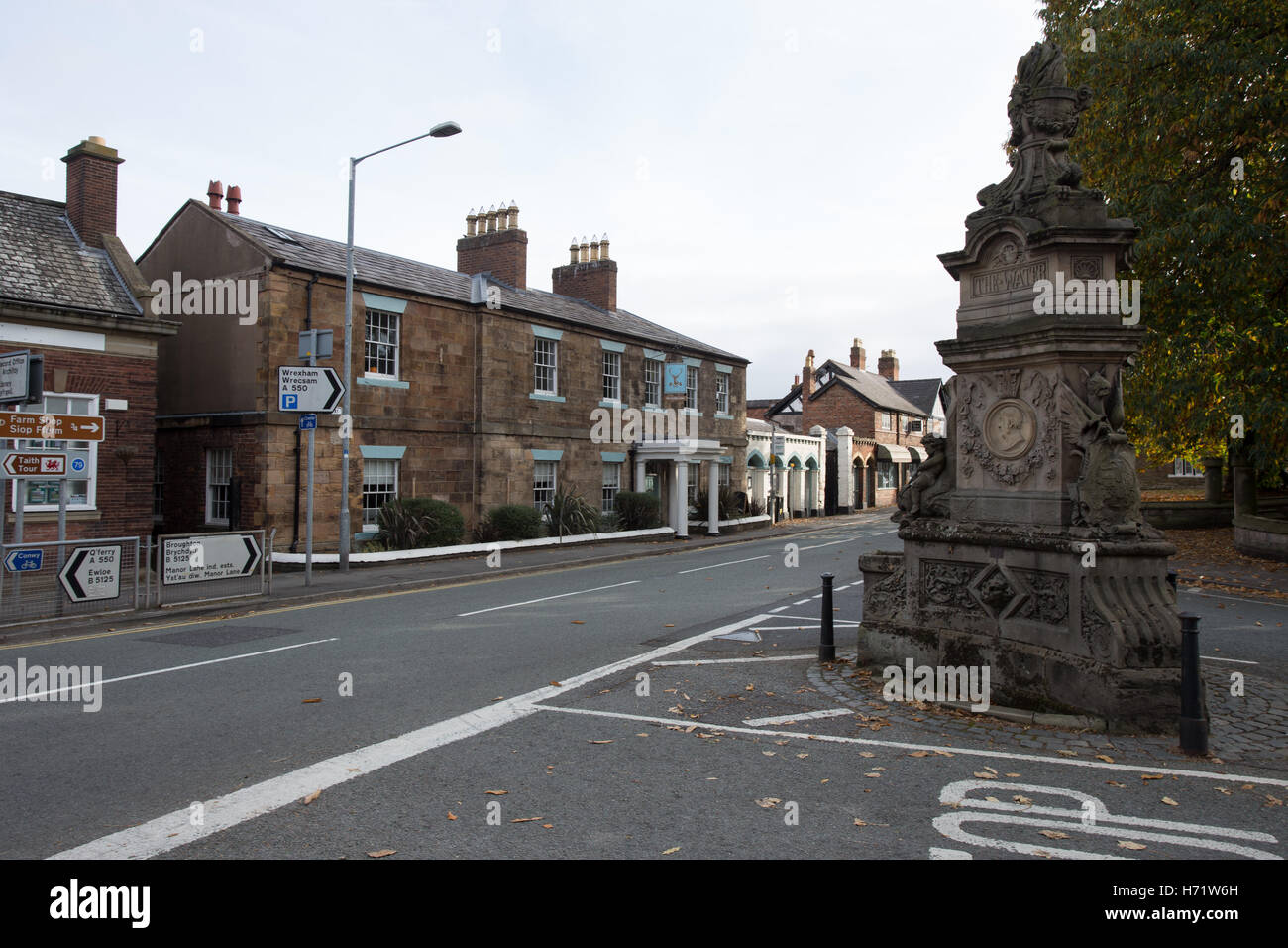 Hawarden Village in North Wales, United Kingdom showing the Glynne Arms