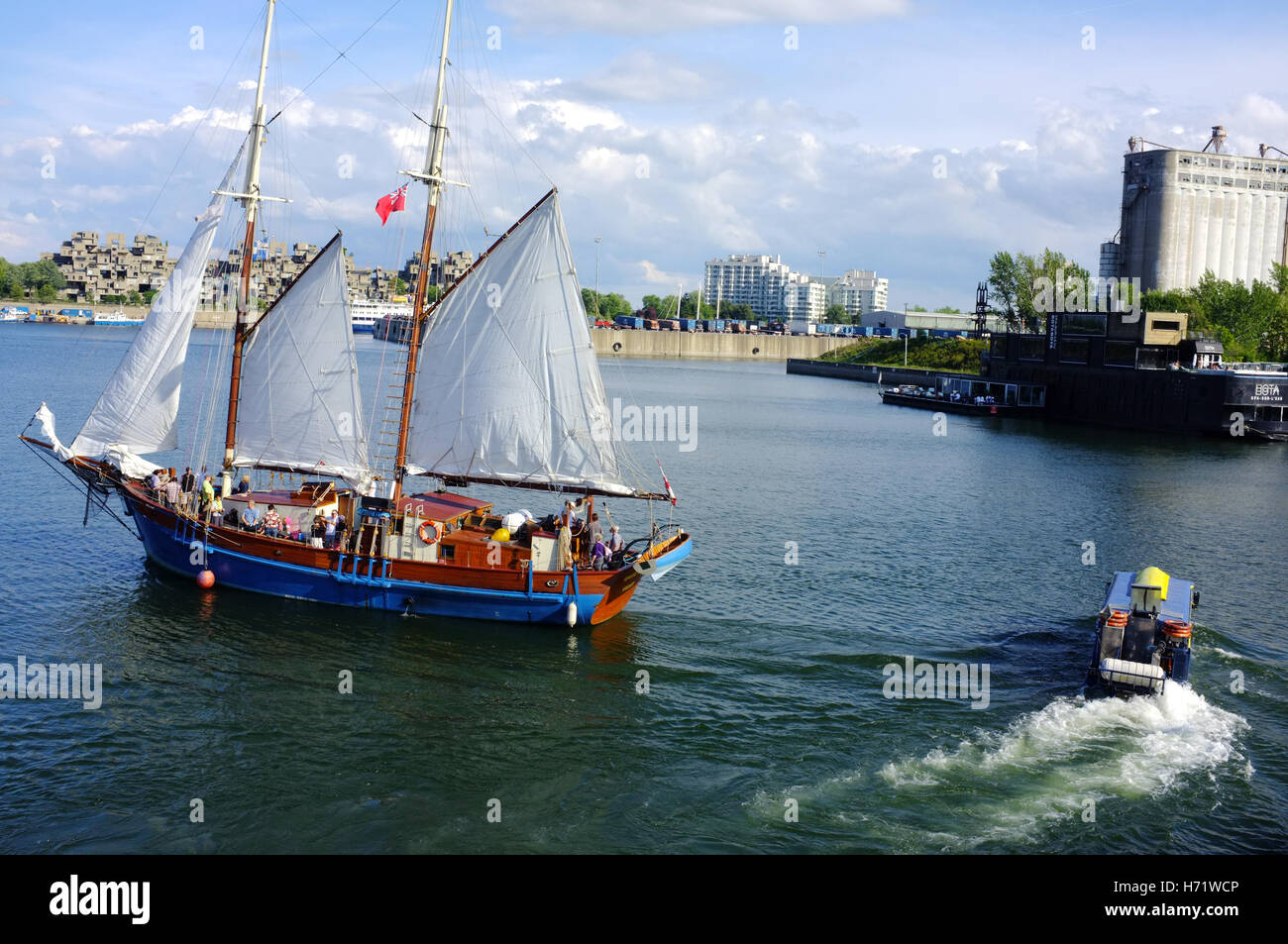 Tourist and Sailing boats in Montreal Stock Photo Alamy