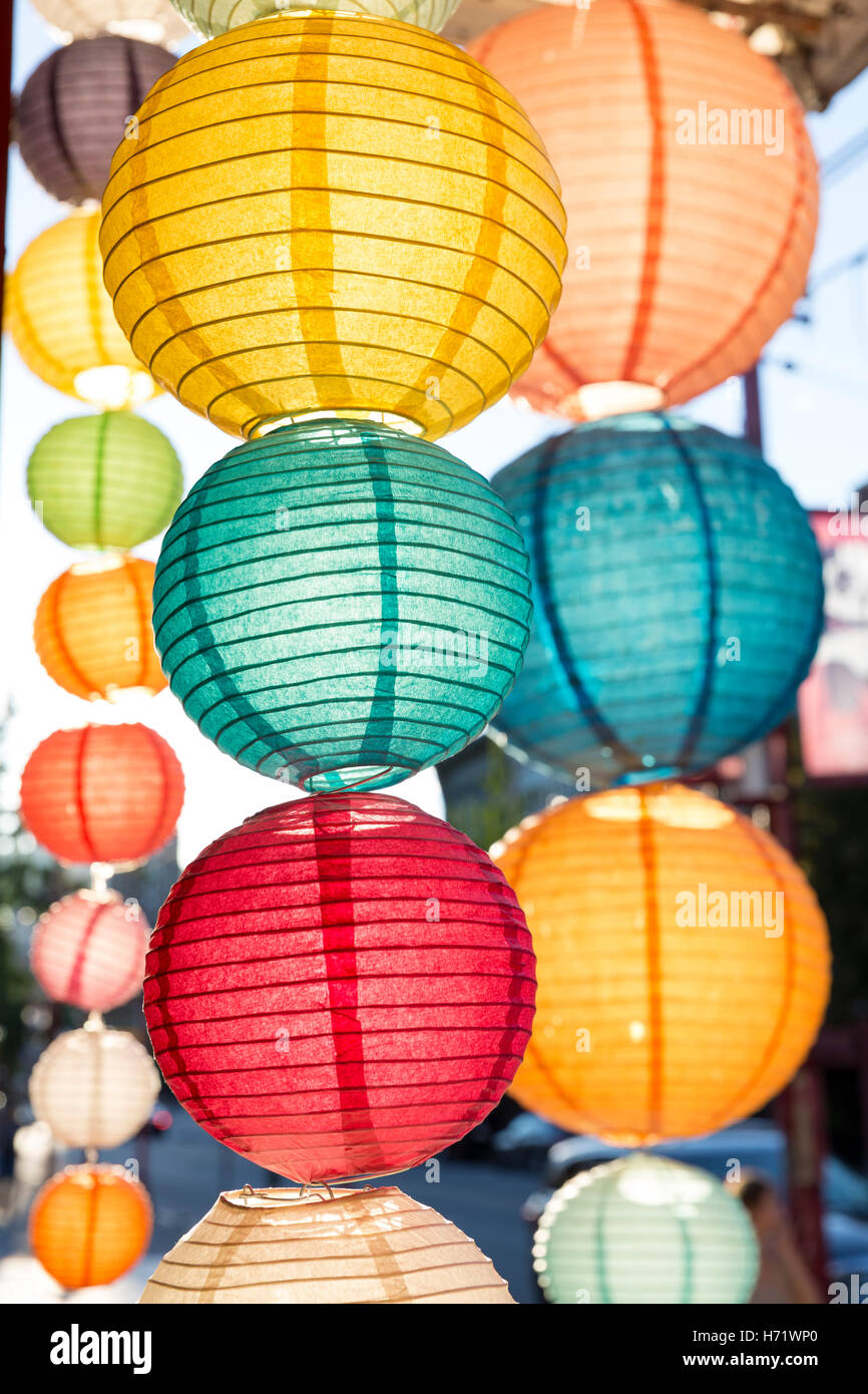 Vancouver, Canada Rows of colorful paper lanterns along E Pender
