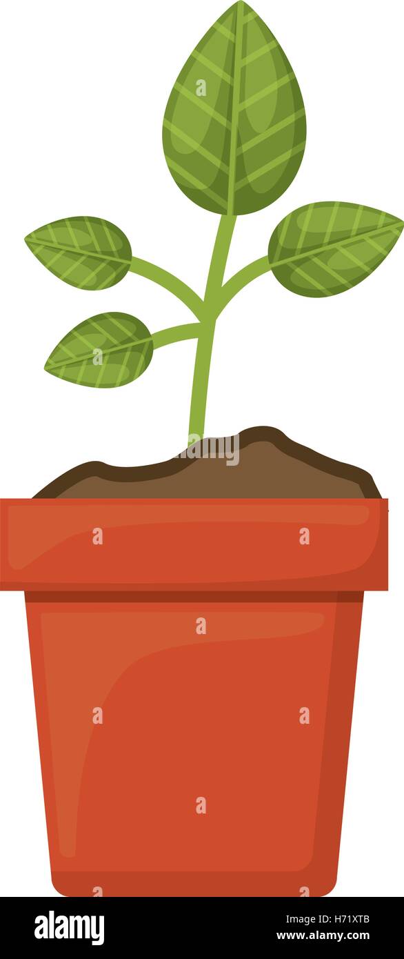 green plant in a pot icon over white background. vector illustration ...