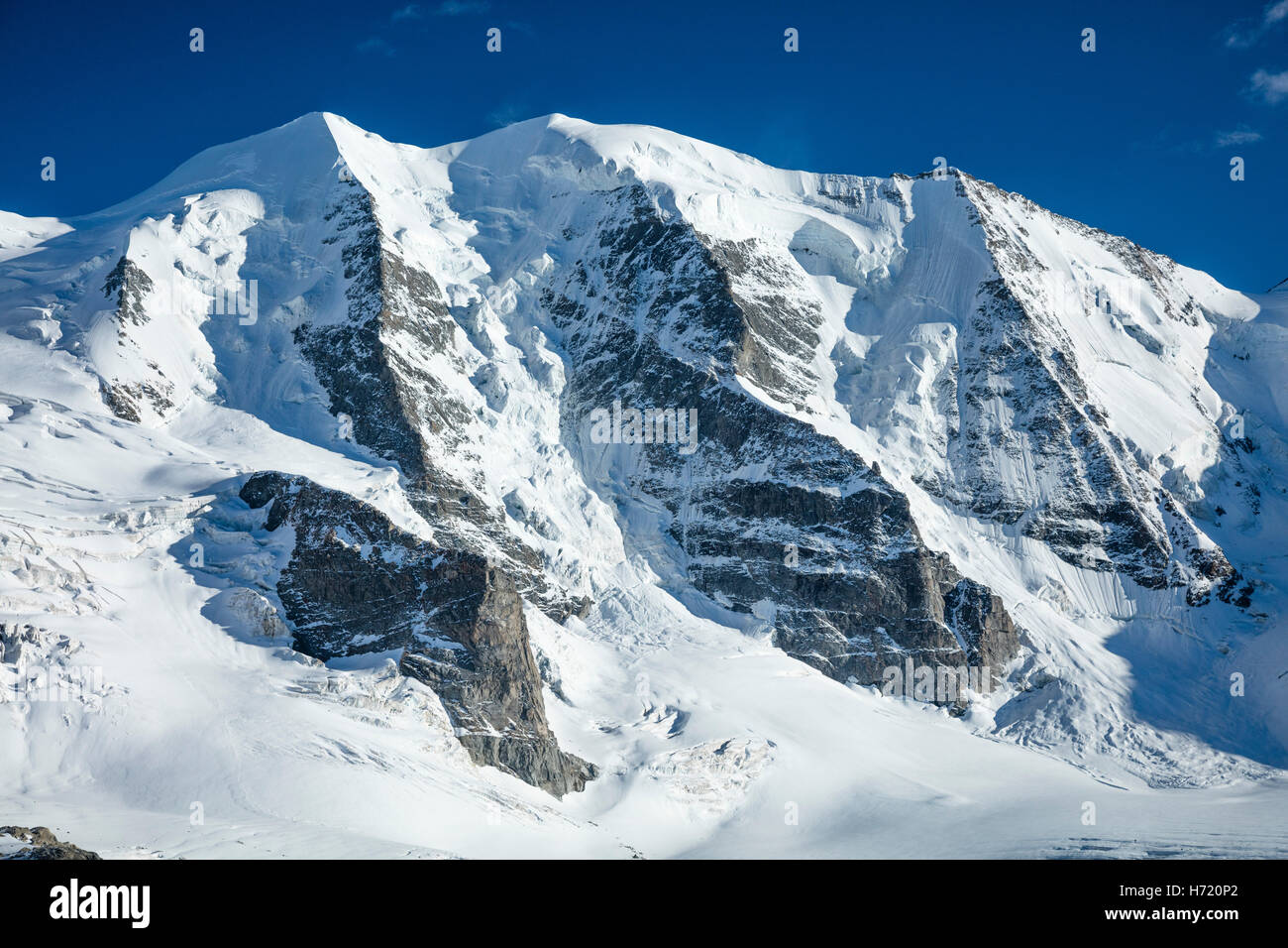 Piz Palu from Diavolezza, Berniner Alps, Graubunden, Switzerland. Stock Photo