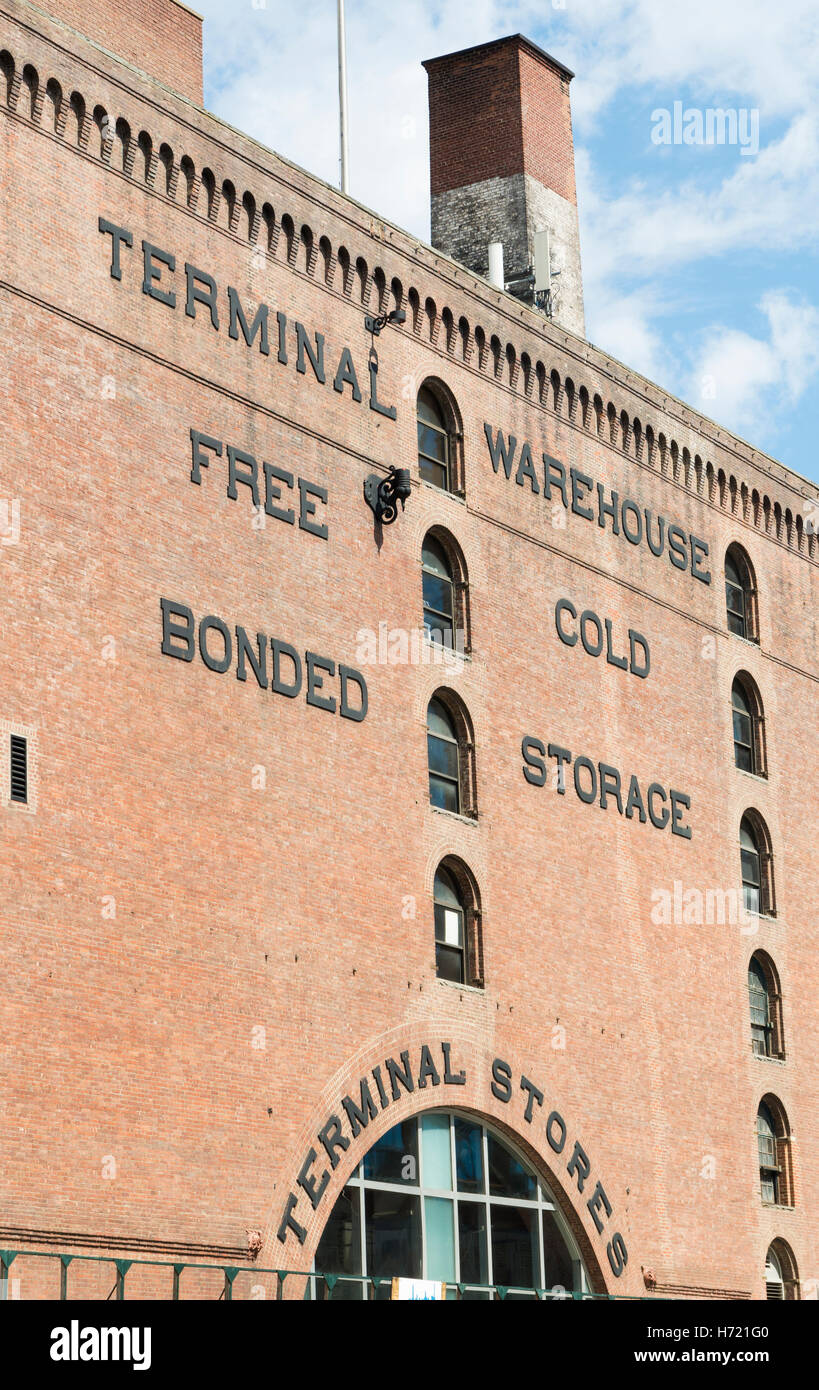 Red brick facade of the Terminal Stores (Central Stores) warehouse in