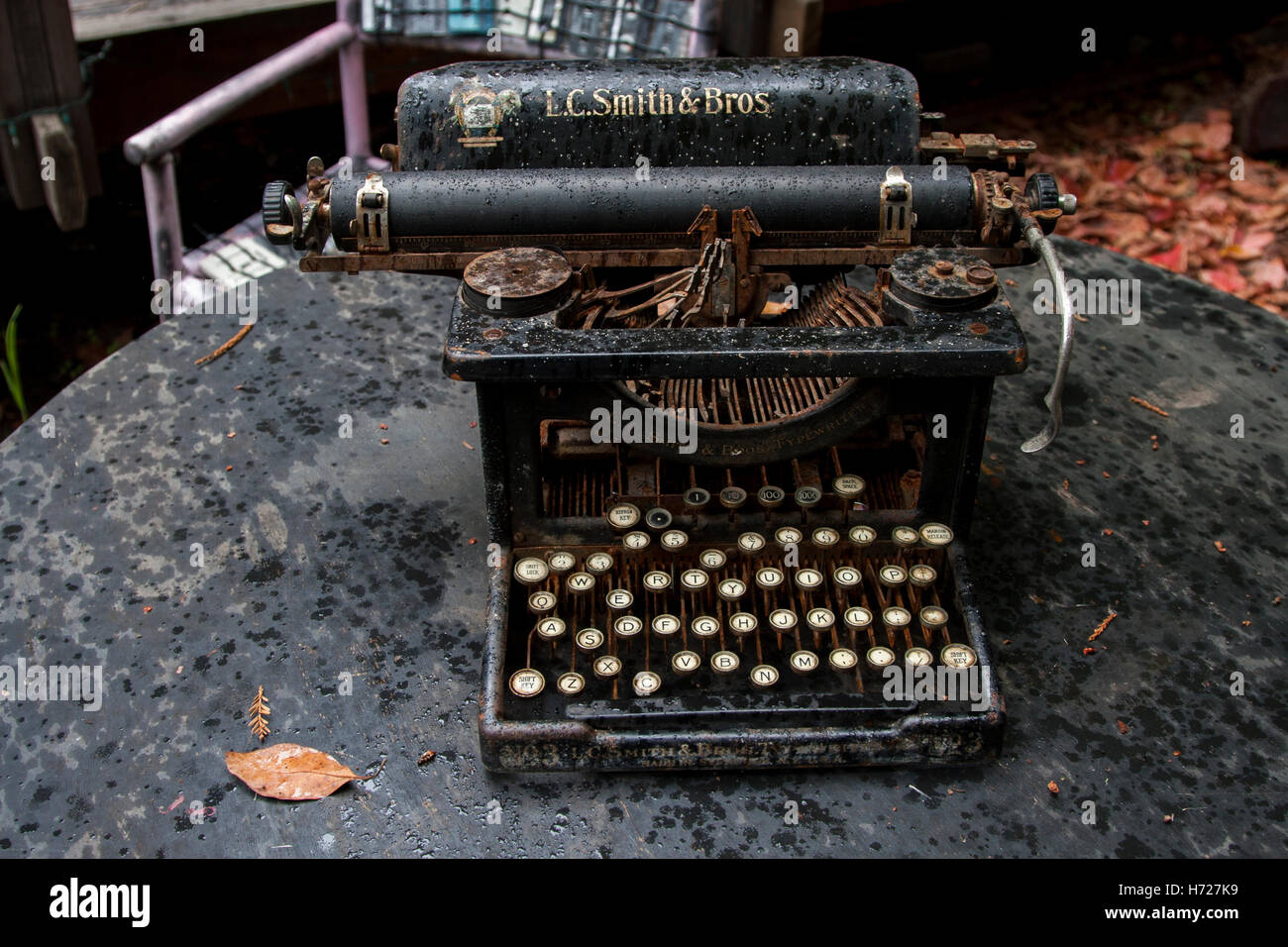 One of Henry Miller's typewriters at the Henry Miller Library in Big Sur, California. Stock Photo