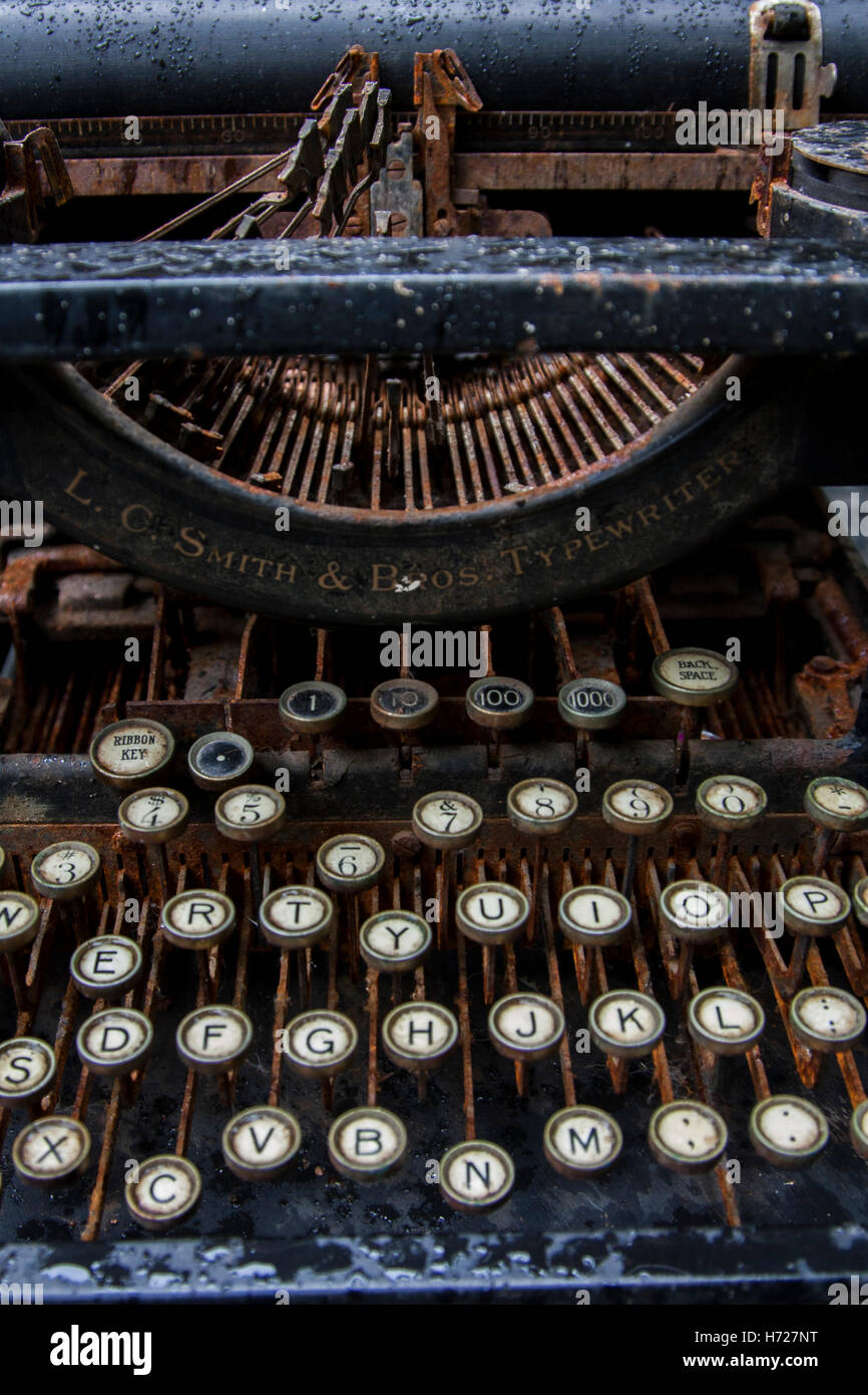 One of Henry Miller's typewriters at the Henry Miller Library in Big Sur, California. Stock Photo