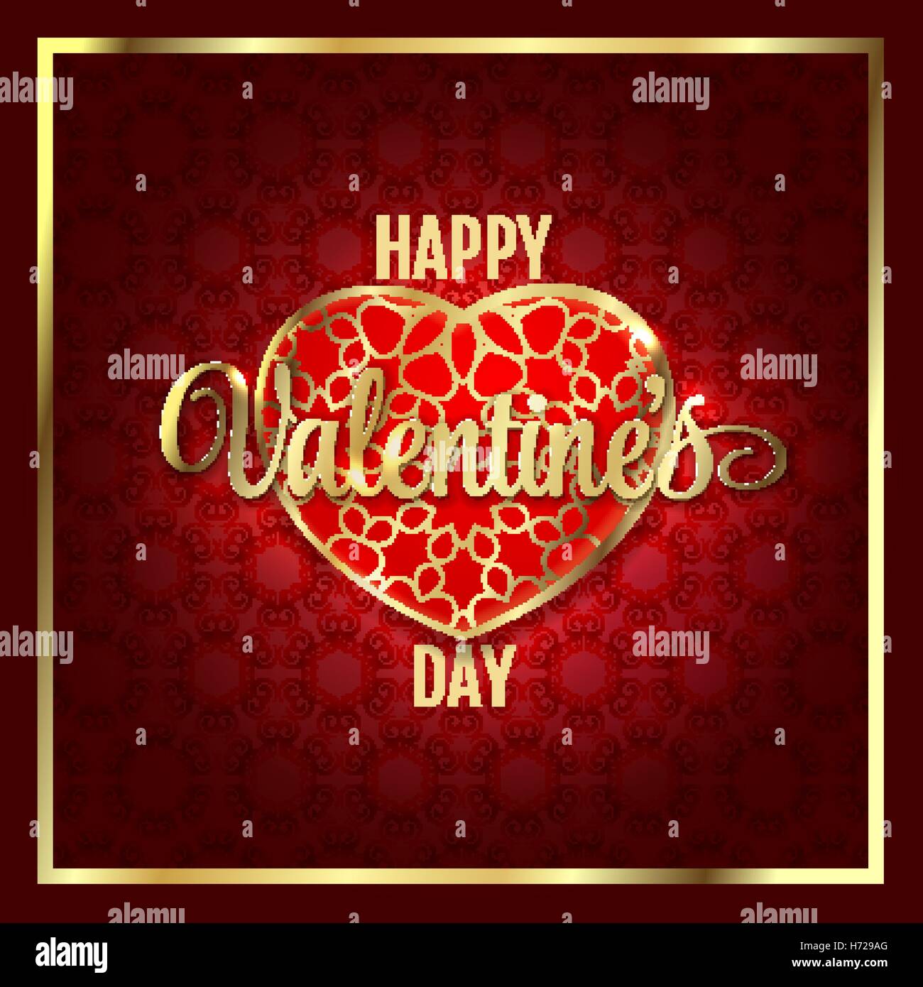 Valentines day abstract background with red gold heart. Vector ...