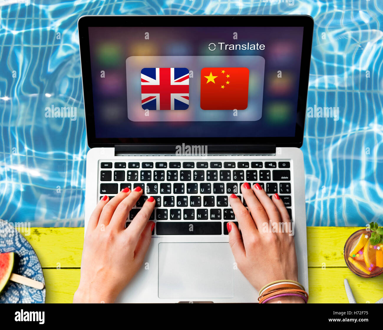 English Chinese Languages Translation Application Concept Stock Photo