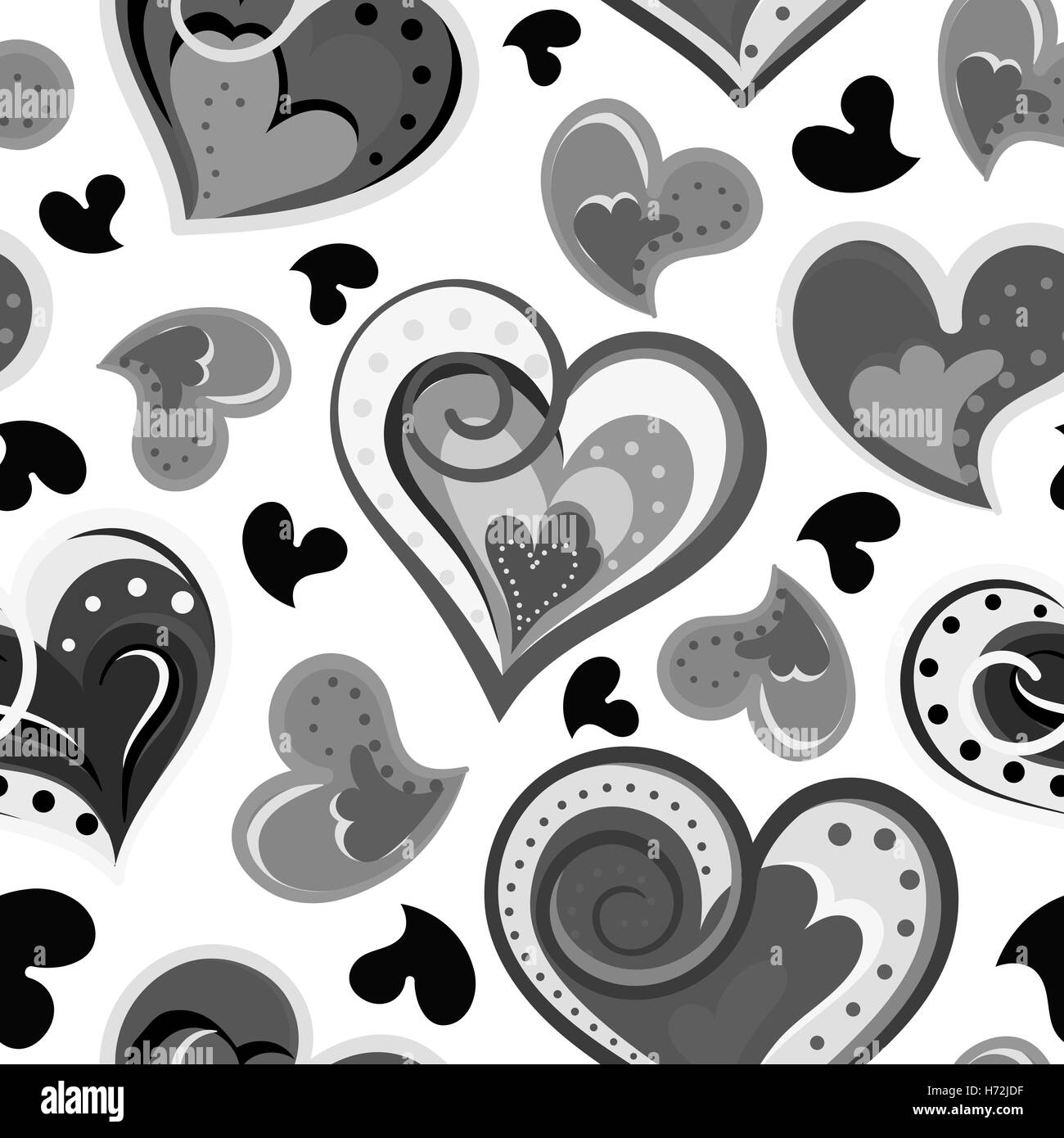 Seamless hand drawn pattern with hearts. Vector illustration Stock ...