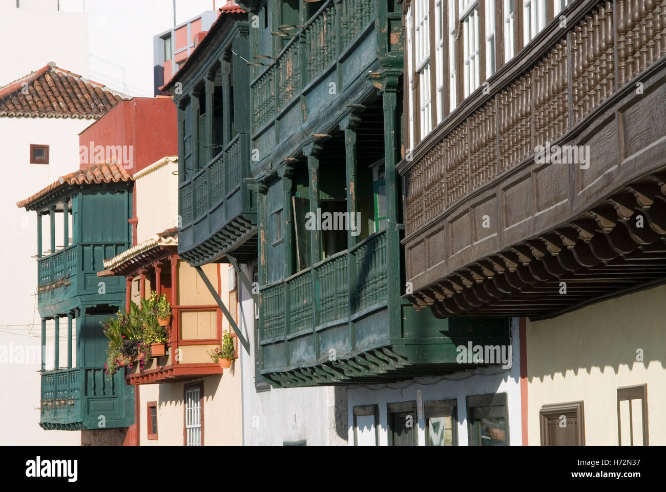 Houses with wooden balconies hi-res stock photography and images - Alamy