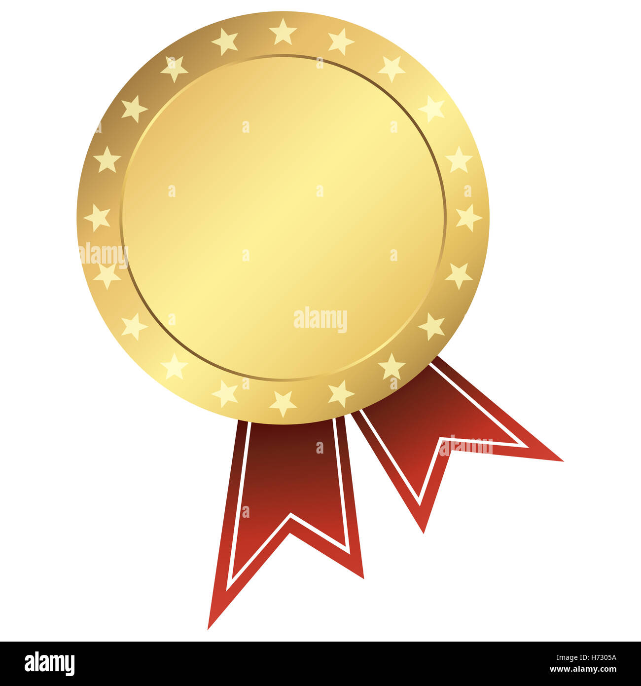 gold button with ribbon Stock Photo