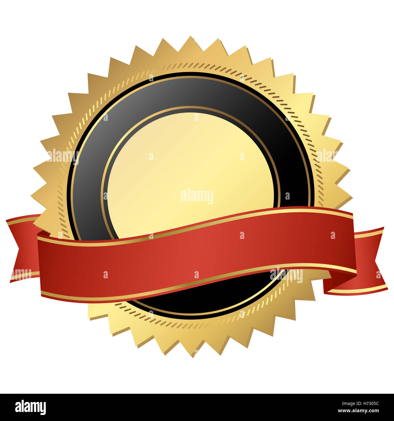 gold button with ribbon Stock Photo