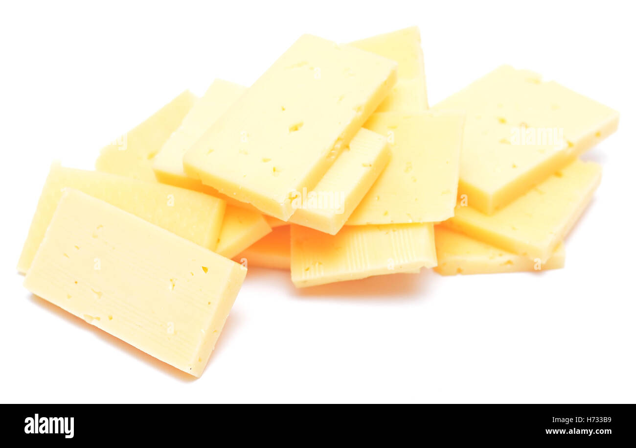 cheese slices isolated on white background Stock Photo