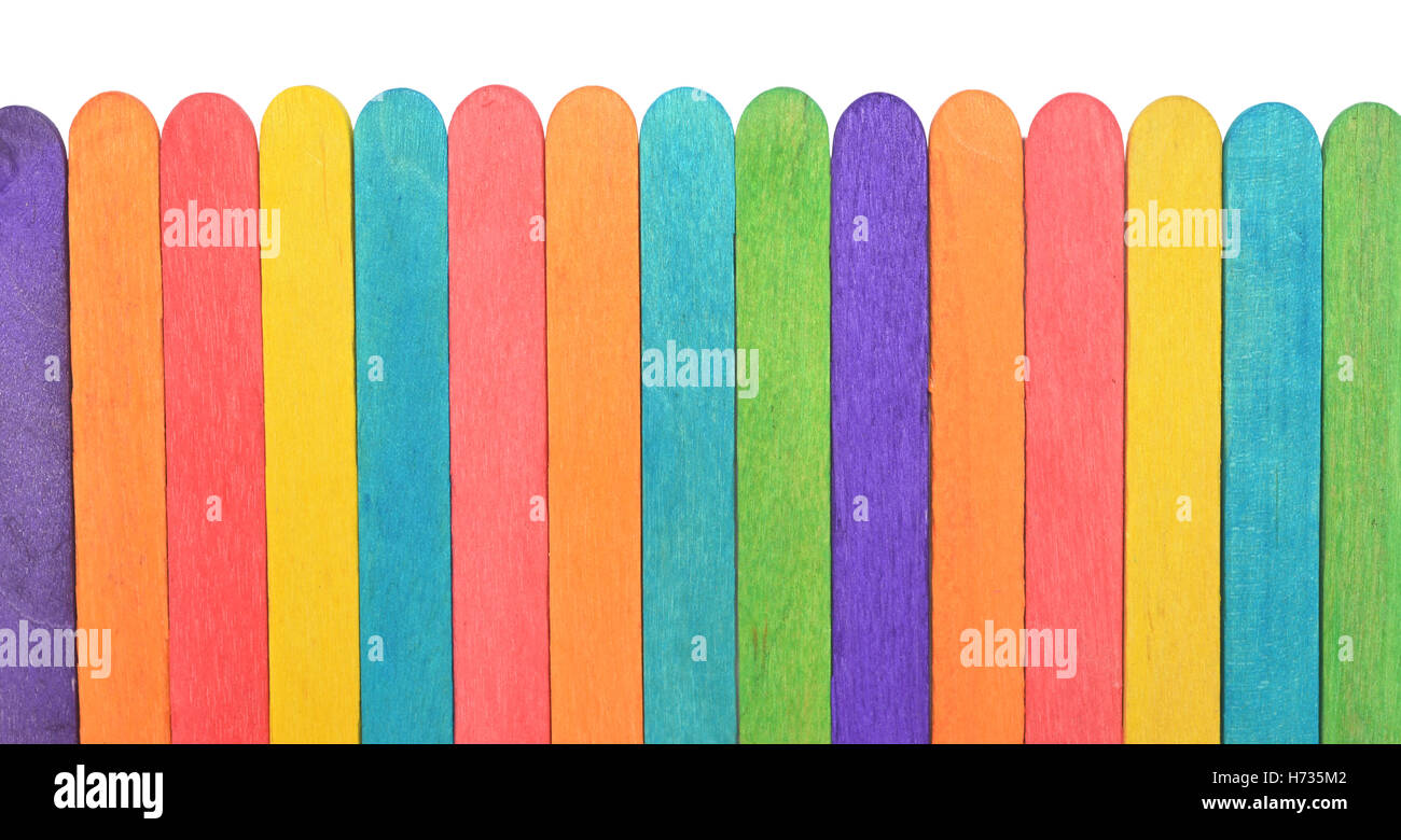 colorful wooden fence isolated on white background Stock Photo - Alamy