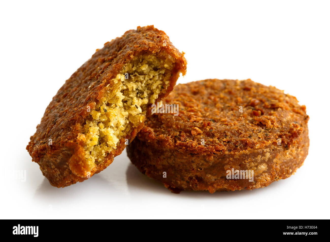 Two pieces of falafel isolated on white. Stock Photo