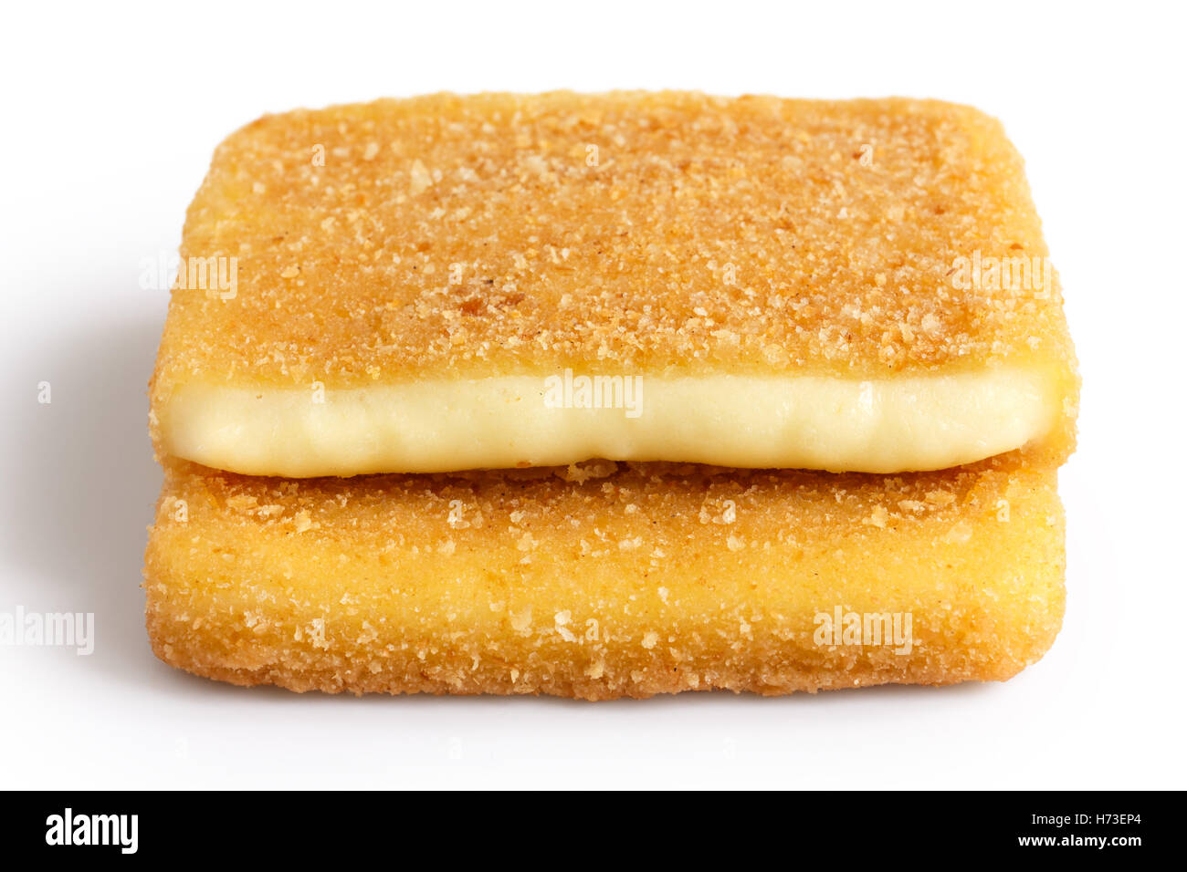 Square golden fried cheeses isolated, cut and melting Stock Photo Alamy