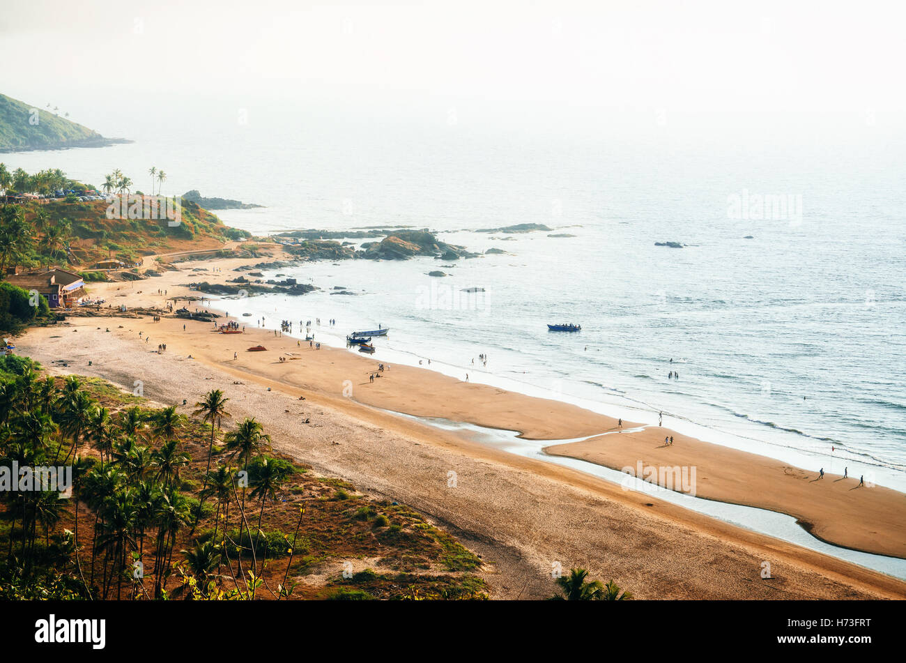 Top view of Vagator Beach from Chapora fort in North Goa, India Stock Photo