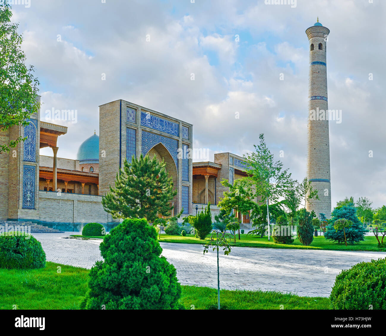 The lush garden in front of Hazrat Imam Mosque, one of the most