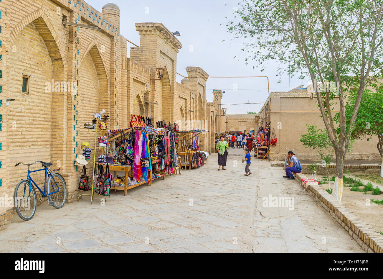 The best range of the tourist souvenirs and local crafts in traditional street bazaar Stock Photo