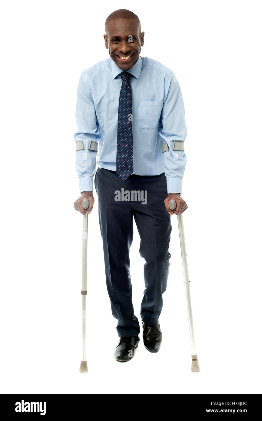 guy walk go going walking hand job health medicinally medical american modern modernity male masculine person pain accident Stock Photo
