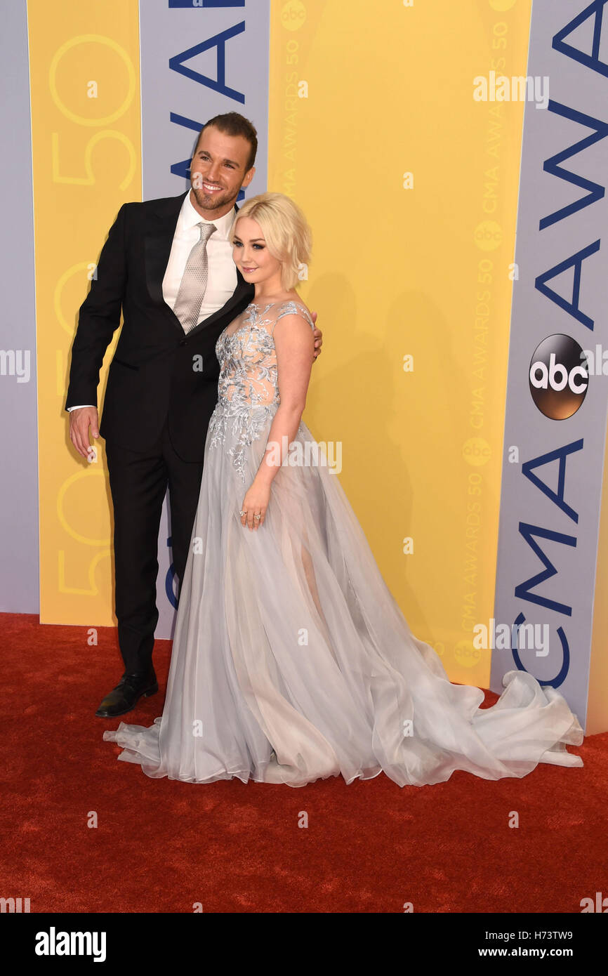 Nashville, TN, USA. 2nd Nov, 2016. RaeLynn, Josh Davis. 50th Annual CMA ...