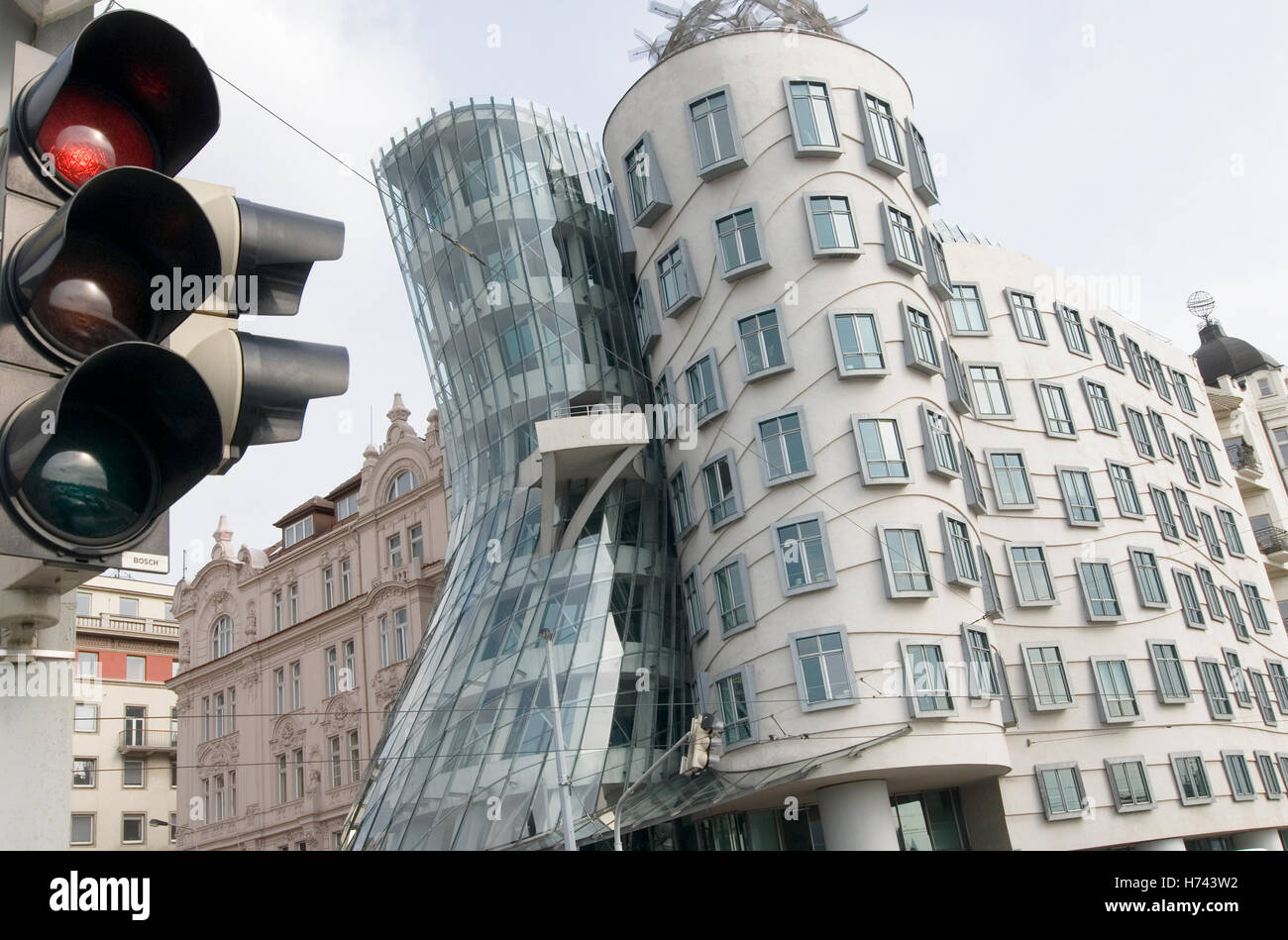 Dancing House by architect Frank O. Gehry and Vlado Milunc in Prague, Czech Republic, Europe Stock Photo