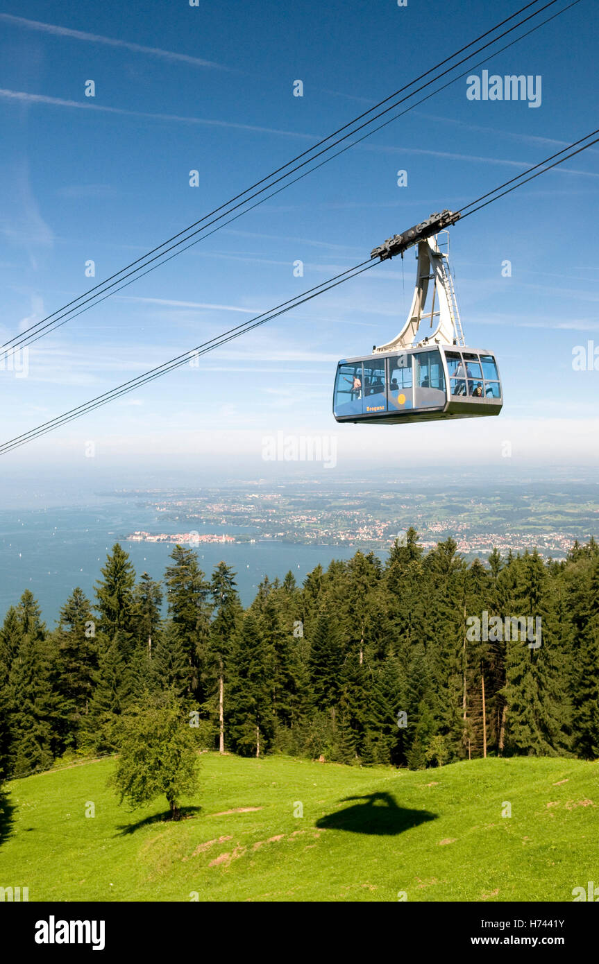 Pfaenderbahn aerial tramway ascending to Mt. Pfaender, 1064m, Bregenz ...