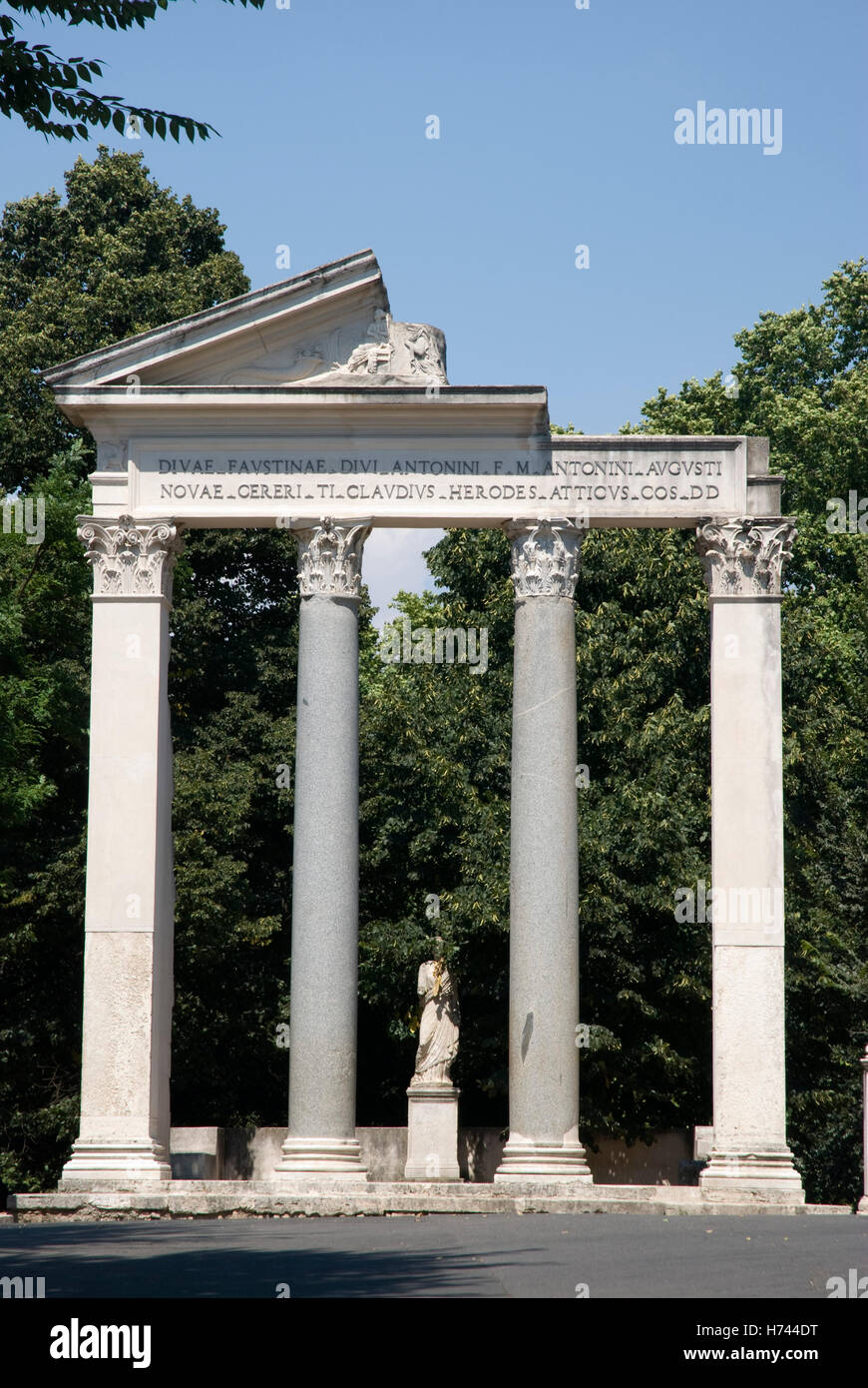 Temple pillars in the park of Villa Rome, Italy, Europe Stock