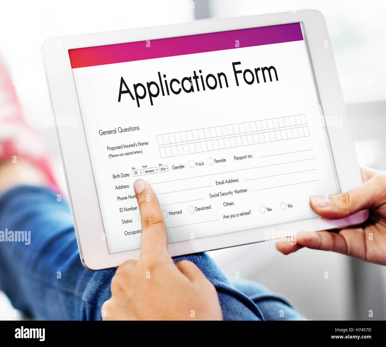 Application Form Employment Document Concept Stock Photo - Alamy