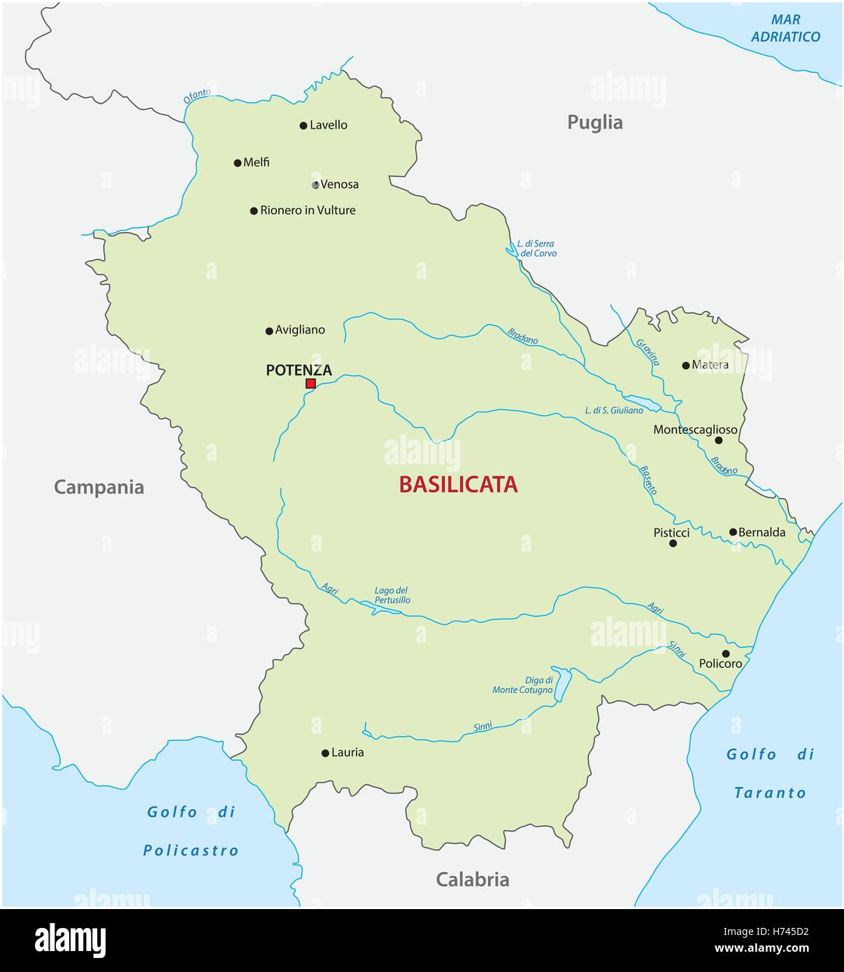 basilicata map Stock Vector