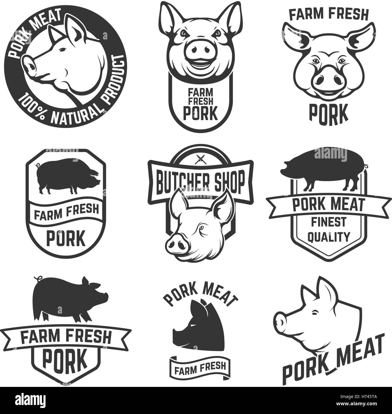 Pork meat, butcher shop labels Stock Vector Image & Art Alamy