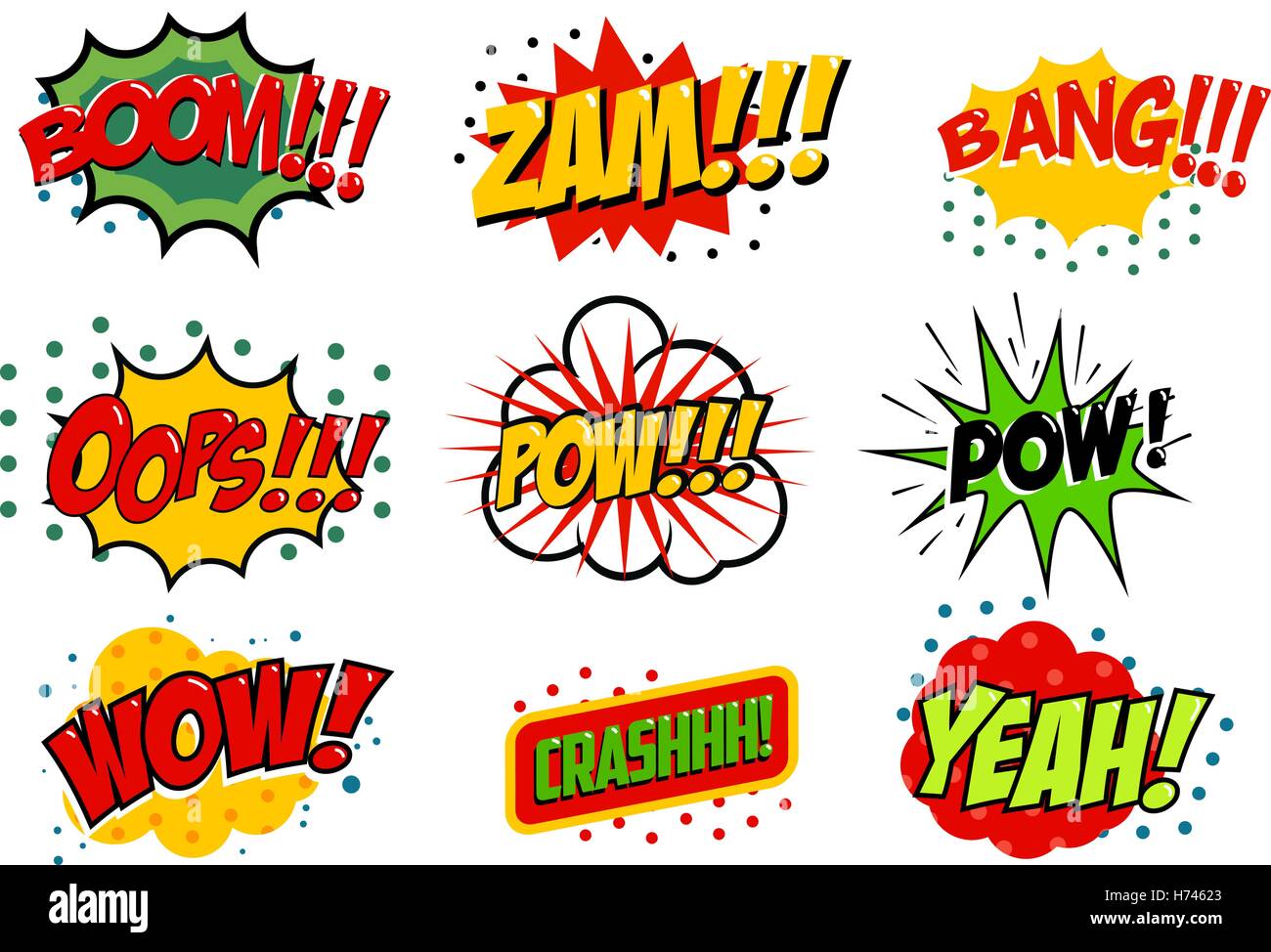 Seamless Pattern With Comic Style Phrases Pop Art Style Quotes Stock 