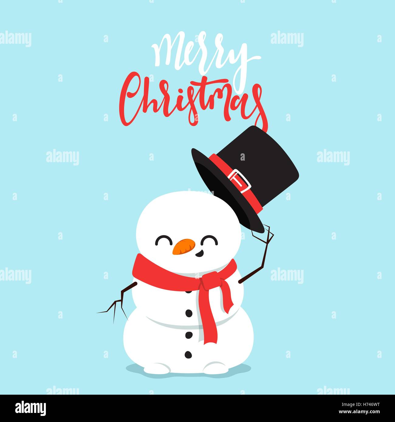 Snowman Cartoon Character In A Flat Style Christmas Character Stock Vector Image Art Alamy