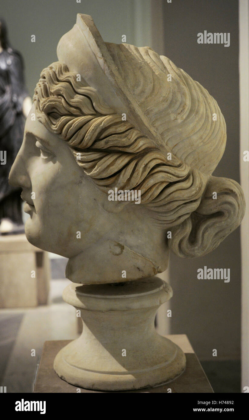 Juno. Ancient Roman goddess. Bust, 2nd century AD. National Archaeological Museum, Naples. Italy. Stock Photo