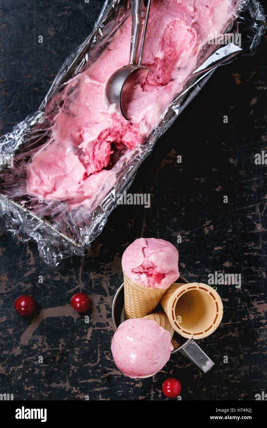 Homemade cherry sorbet Stock Photo