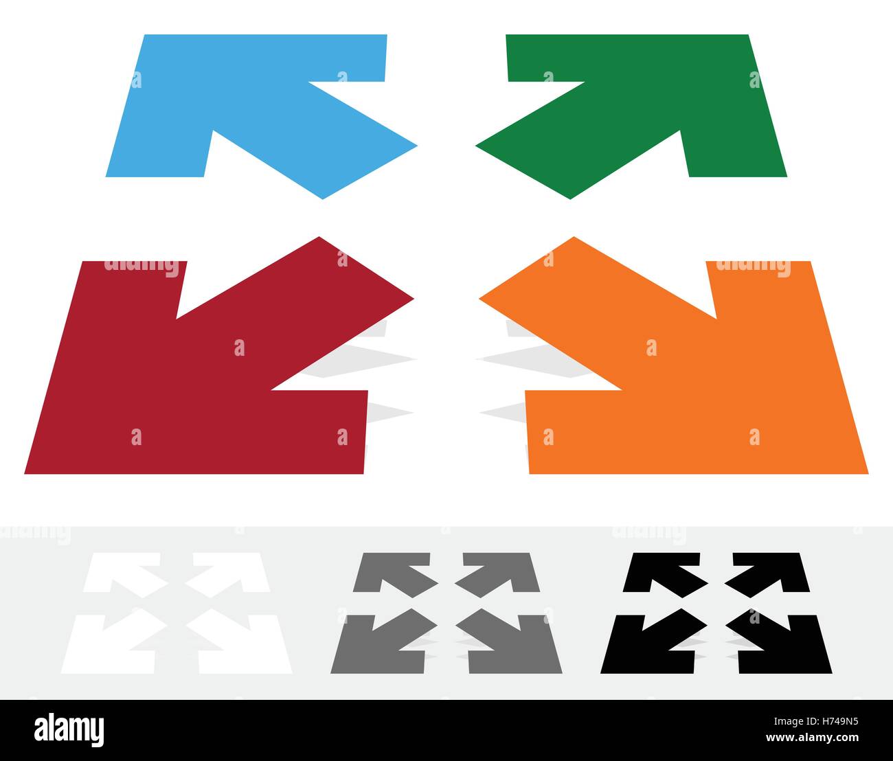 Arrows in 4 direction Resize, align, maximize concept icon Stock