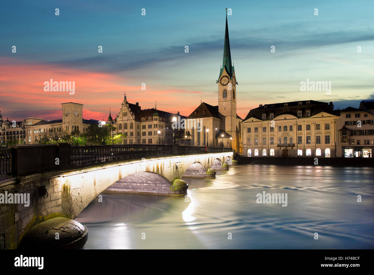 Zurich. Image of Zurich, capital of Switzerland, during dramatic sunset ...