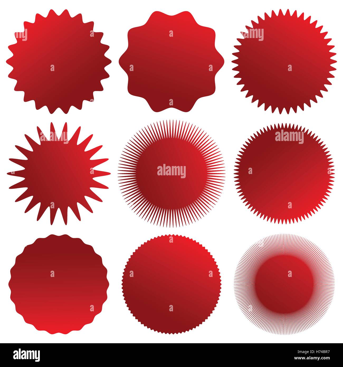 Starburst, sunburst, badge shapes. Set of 9 version Stock Vector Image ...