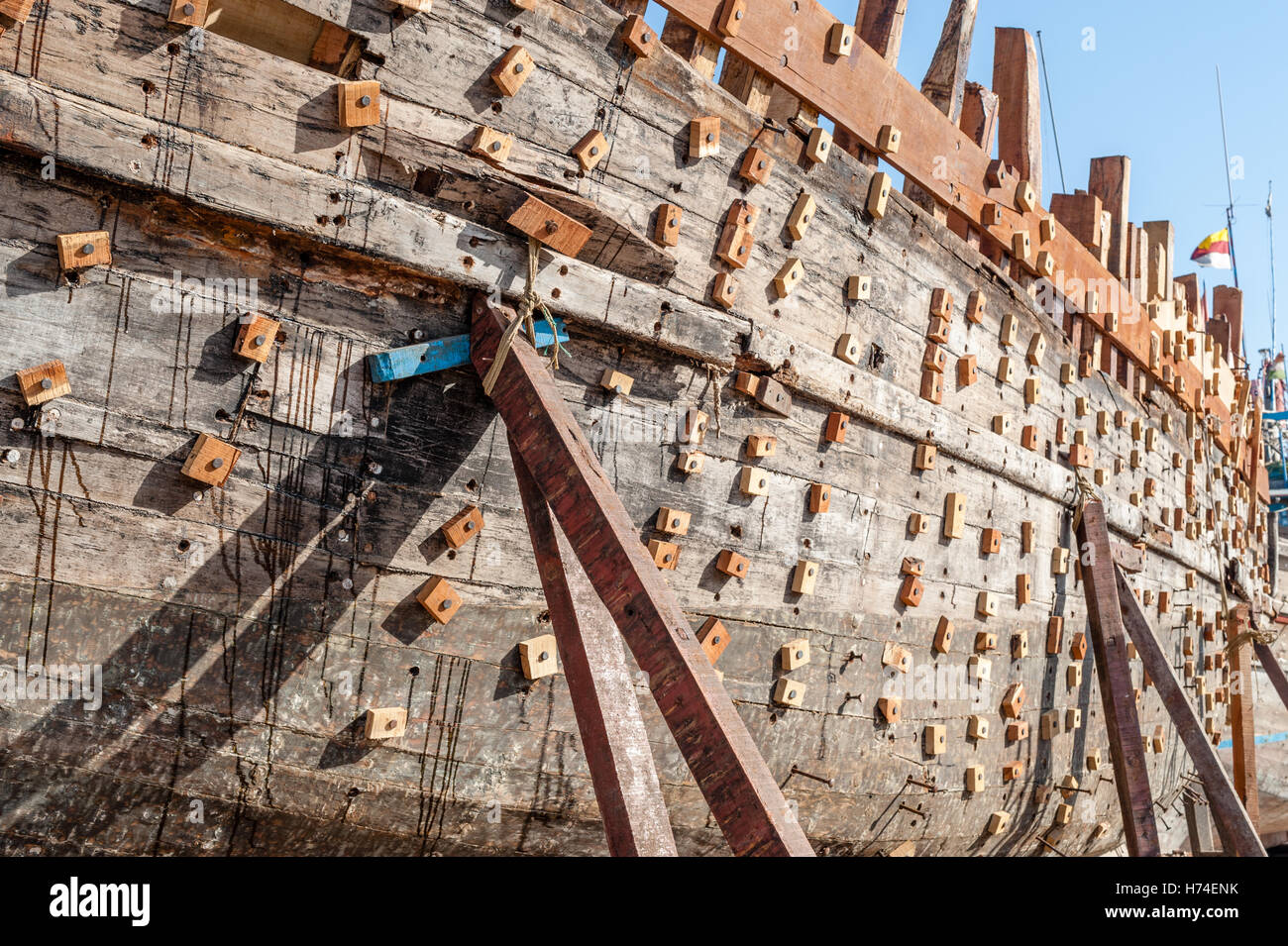 Wooden ship at shipyard Stock Photo - Alamy
