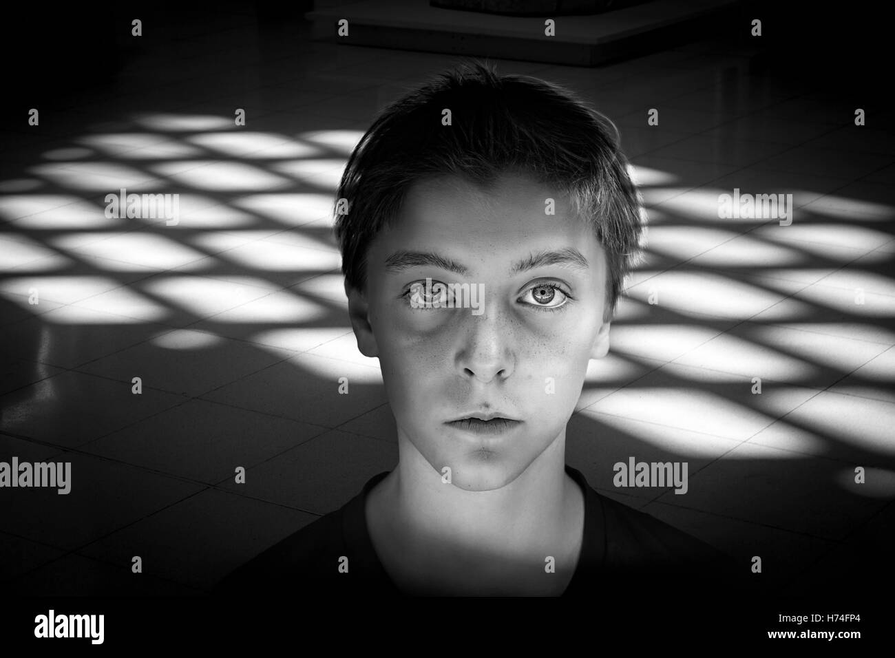 Caucasian teen boy Black and White Stock Photos & Images - Alamy