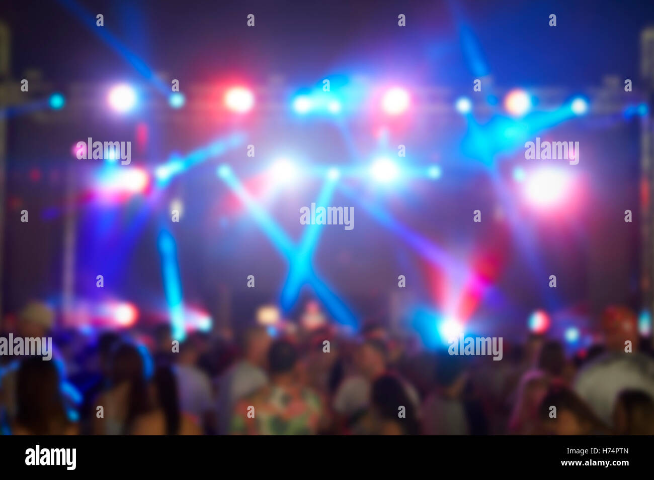 Defocused View Of Audience At Music Festival Stock Photo