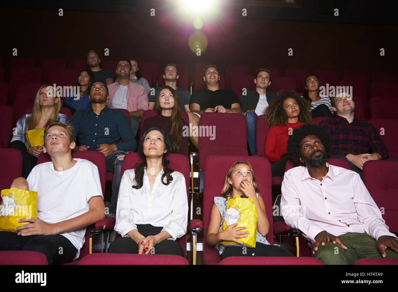 Audience In Cinema Watching Film Stock Photo