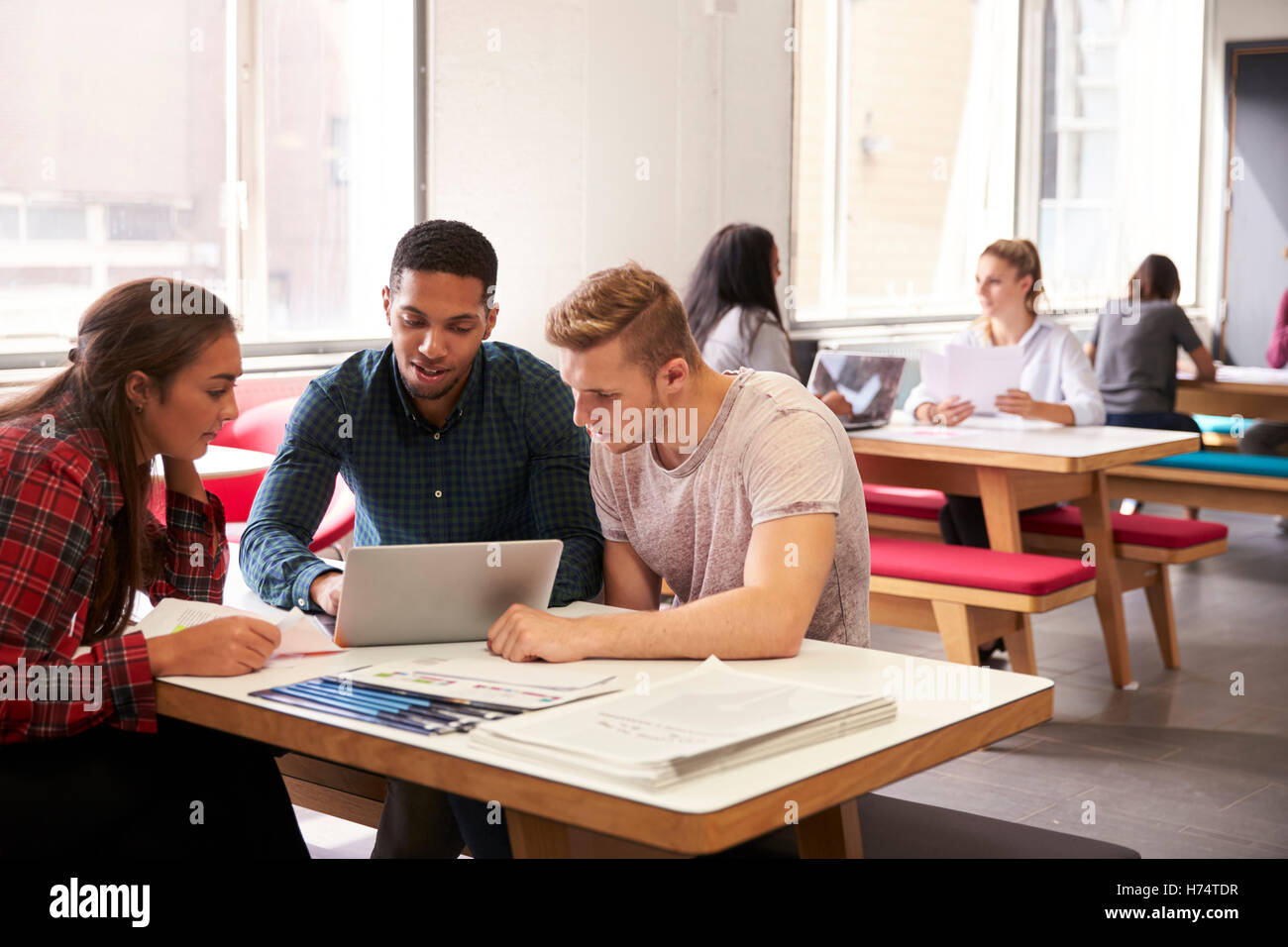 Group Of University Students Working In Study Room Stock Photo