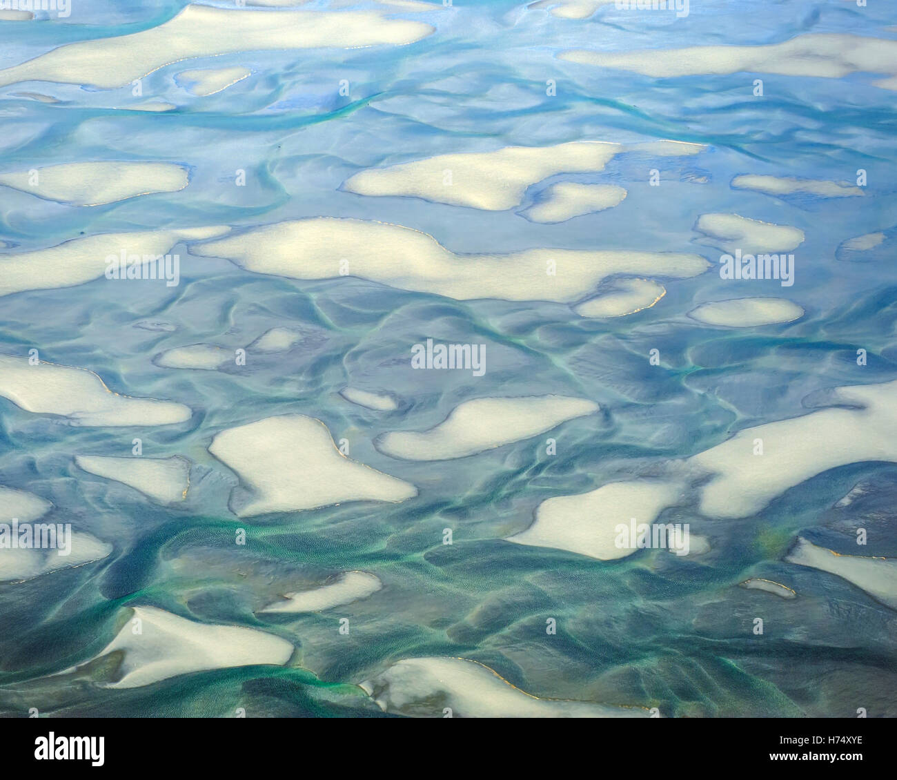 Sand bars from the air in Haines, Alaska. Stock Photo