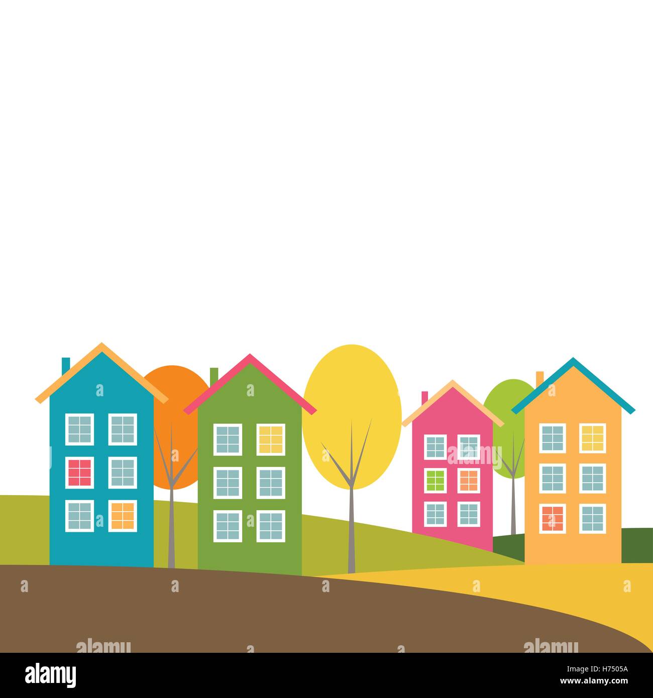 Colorful Houses, Autumn Theme Stock Vector Image & Art - Alamy