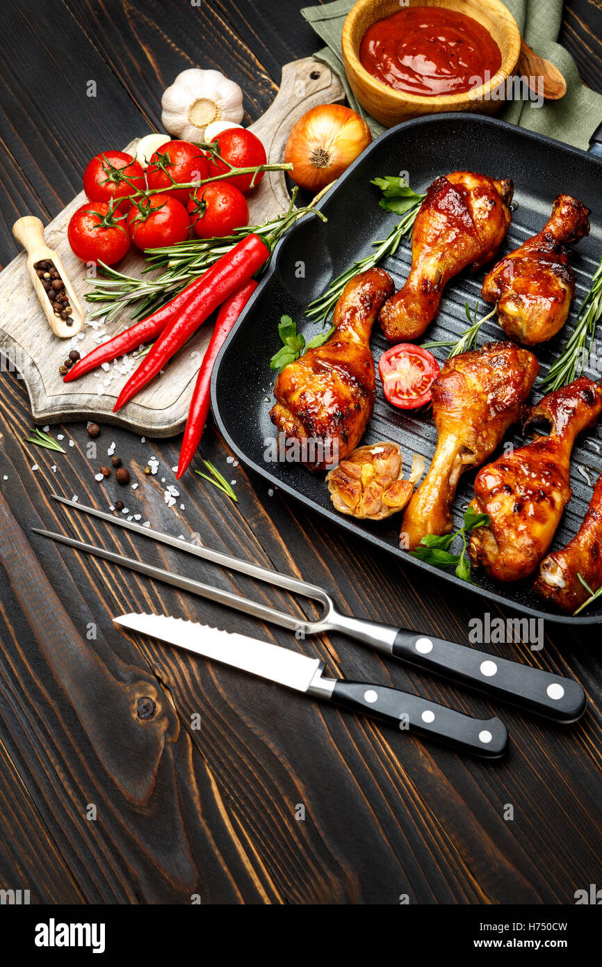 roasted chicken legs with herbs Stock Photo Alamy