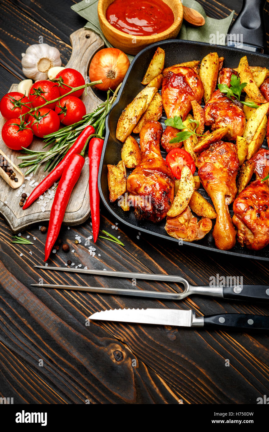 roasted chicken legs with herbs Stock Photo Alamy