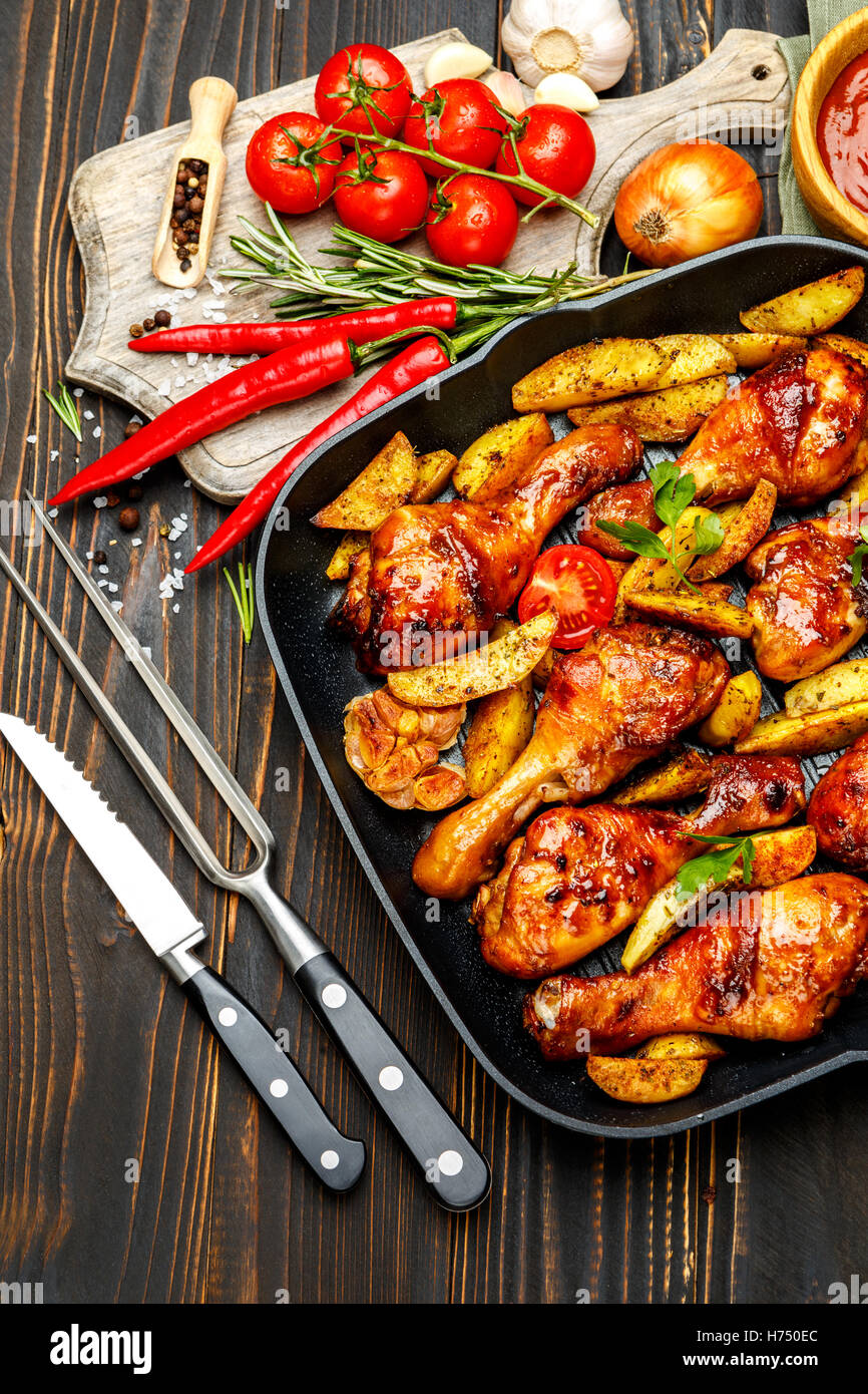 roasted chicken legs with herbs Stock Photo Alamy
