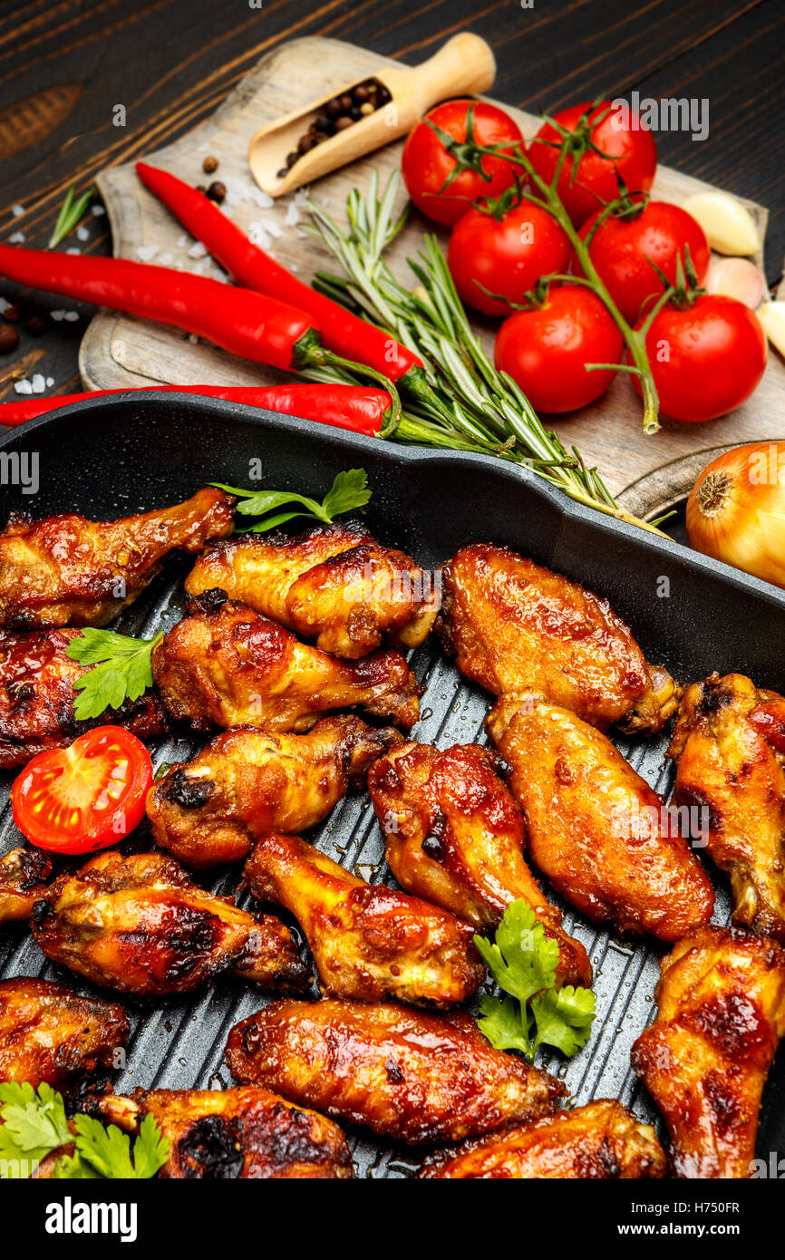 roasted chicken wings with herbs Stock Photo Alamy