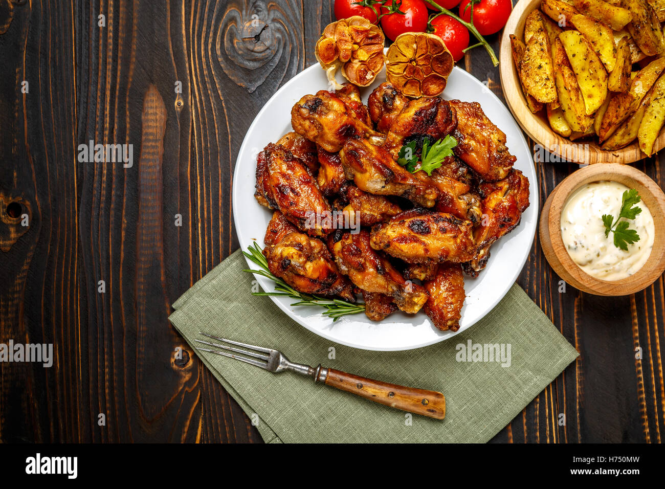 roasted chicken wings with herbs Stock Photo Alamy